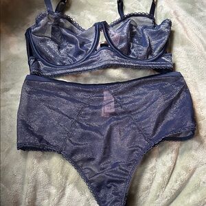 Blue Mesh Lingerie Set